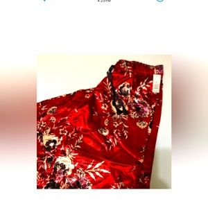 NWT Satin Red floral Pajama Pants medium